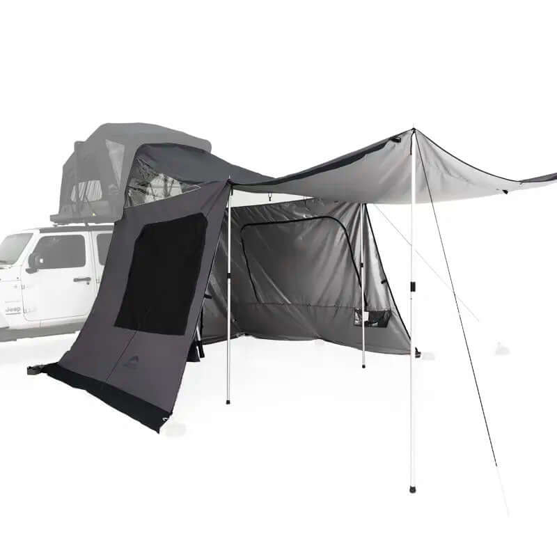 Annex Tipo C per tende Wild Land Caramina 130, creando uno spazio extra e chiuso davanti alla tenda.