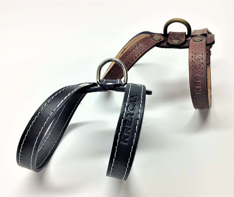 Pettorina per cane in pelle misure Pincher, modello Toritò-NERO-