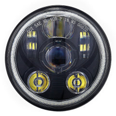 FARO LED 5.75" CON HALO -MOTORCYCLE CUSTOM NERO