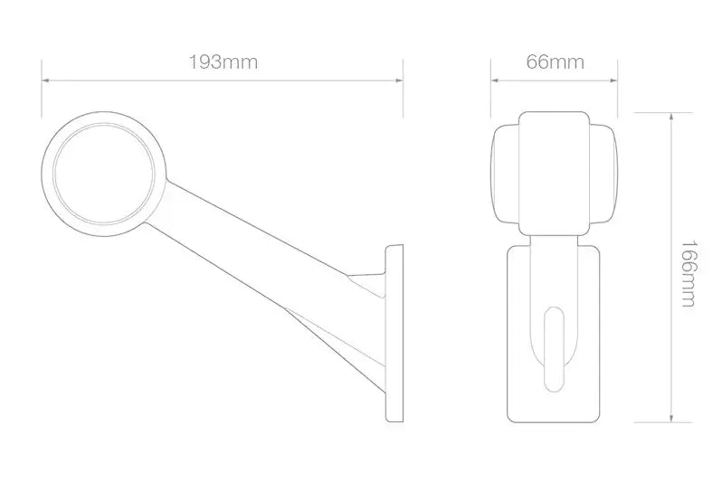 LED Autolamps - Sinistra | Lampada di larghezza a LED | Stelo angolato | 12-24v | Cavo da 20 cm .