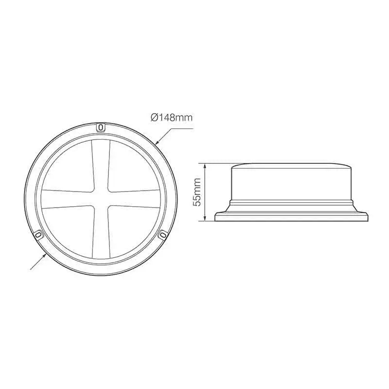 Tralert  ElectraQuip - Lampeggiante a LED R65 a base bassa ambra a montaggio magnetico 12/24v