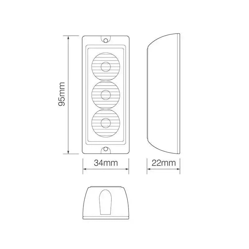 TRALERT - Torcia LED | 3 LED | Ambra | 10v - 30v