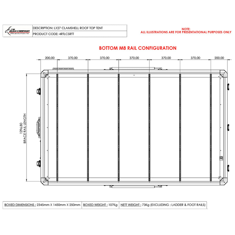 The Bush Company Tenda da tetto LX27 Lightweight Rooftop Tent