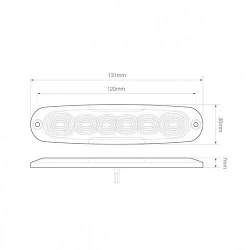 LED Autolamps - Torcia LED Slimline | R65 | 6 LED | ambra | 10-30v