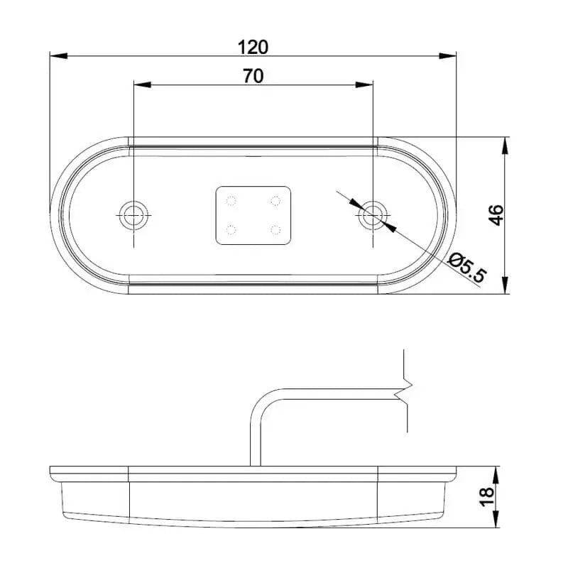 Tralert Fristom - Fanale di segnalazione a LED bianca | 12-24v | 50 cm. di cavo