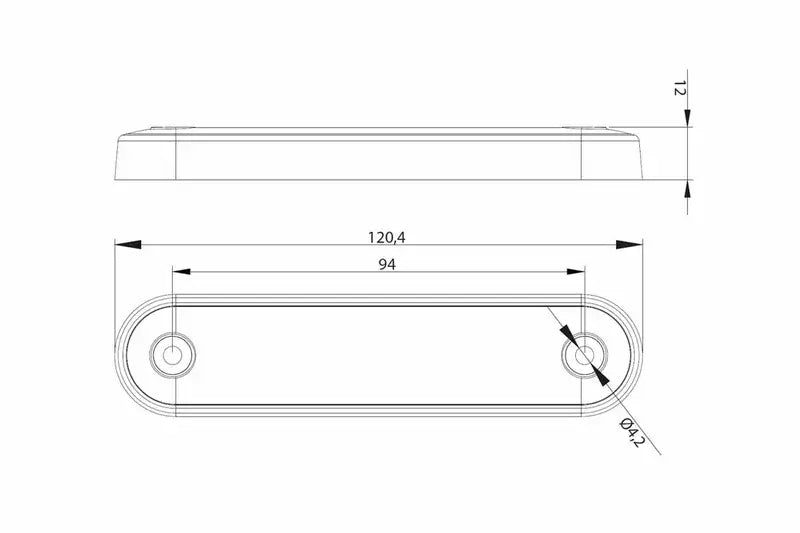 Tralert Fristom- fanale di segnalazione a LED / ambra lunga | 12-24v | 0,15 m. di cavo