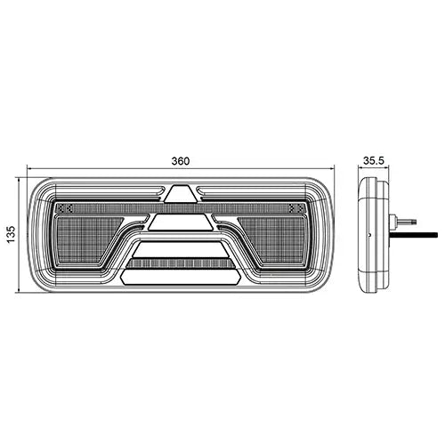 Tralert  - Sinistra | fanale posteriore al neon a LED | Lampeggiante dinamica | 12-24v | Cavo da 200 cm