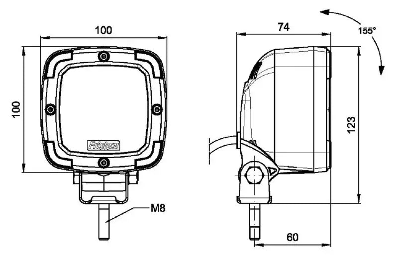 Fristom - Faro da lavoro LED a fascio luminoso 38W / 4100lm / 12-36v 1m. Cavo
