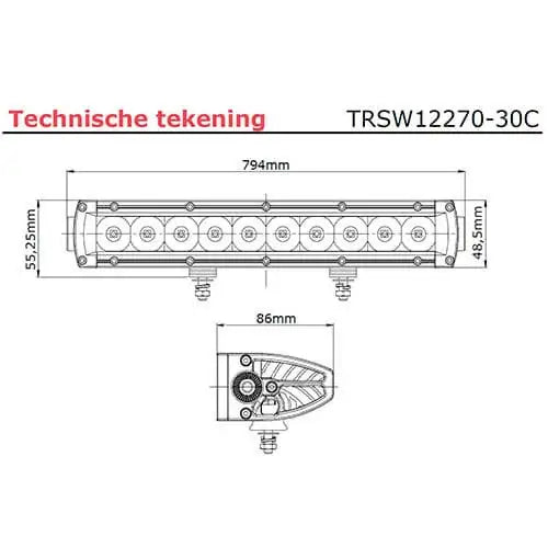 TRALERT - Barra LED | 150 watt | 14940 lumen | 9-30v | 40 cm. di cavo