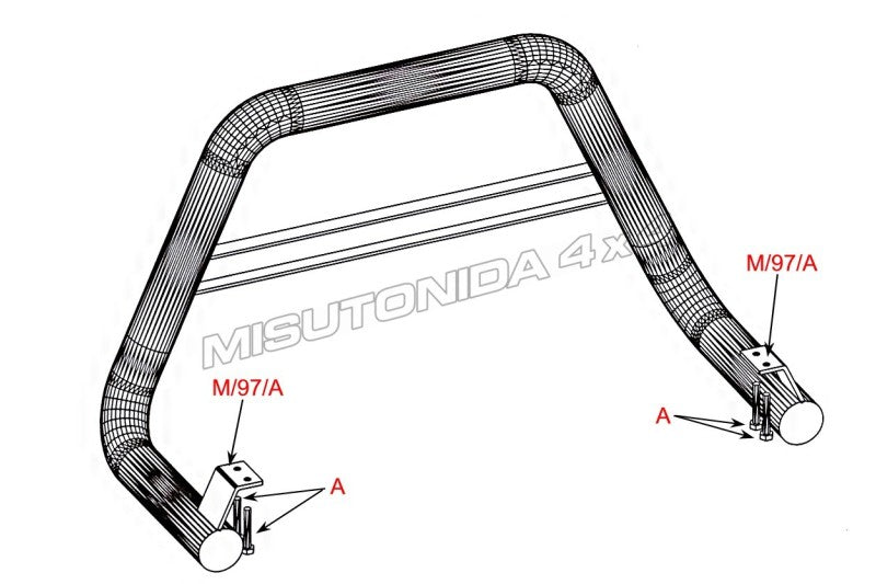 Bull bar Ford Ranger Double Cab 2004–2006 Misutonida MED/97/PL versione nera