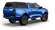Hard top RSI SmartCap EVO su GWM P-Series blu, vista posteriore 3/4 su sfondo bianco