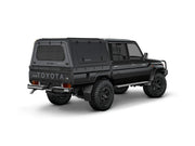 Hard top RSI SmartCap EVO LC Commercial per Toyota Land Cruiser 79 Double Cab, vista posteriore 3/4 ravvicinata