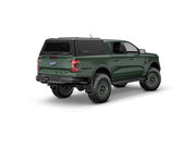 Hard top RSI SmartCap EVOa Adventure per Ford Ranger 2023+ Double Cab, vista posteriore 3/4 lato destro su sfondo bianco