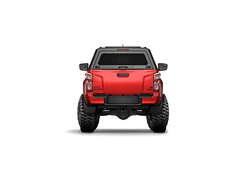 Hard top RSI SmartCap EVOa Adventure per Isuzu D-Max 2020+ Double Cab, vista posteriore su sfondo bianco