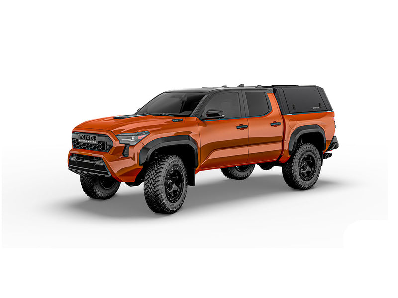 Hard top RSI SmartCap EVOa Adventure per Toyota Tacoma 2024+ Short Bed 5', vista anteriore 3/4 su sfondo bianco