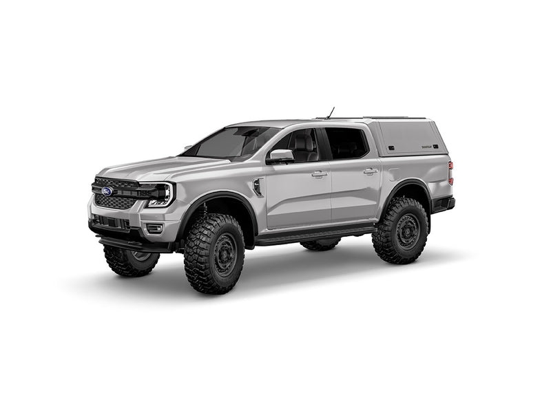Hard top RSI SmartCap EVOc Commercial per Ford Ranger 2023+ Double Cab, vista anteriore 3/4 su sfondo bianco