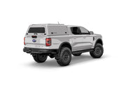 Hard top RSI SmartCap EVOc Commercial per Ford Ranger 2023+ Double Cab, vista posteriore 3/4 lato destro su sfondo bianco