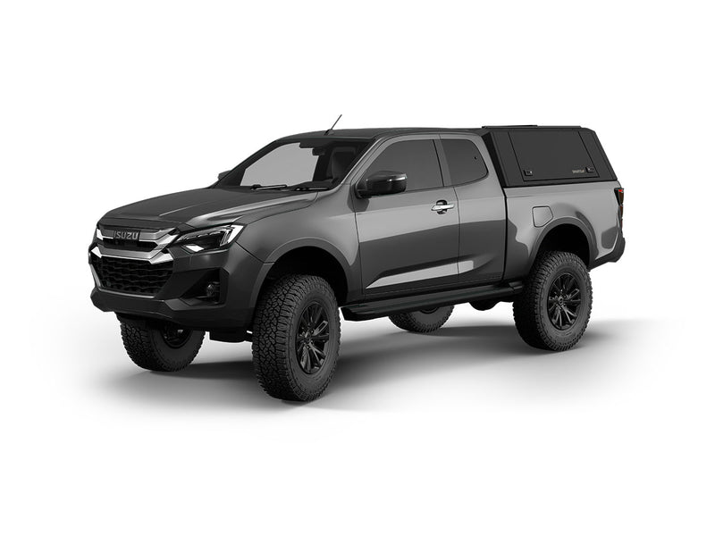 Hard top RSI SmartCap EVOd Defender per Isuzu D-Max 2019+ Extended Cab, vista anteriore 3/4 su sfondo bianco