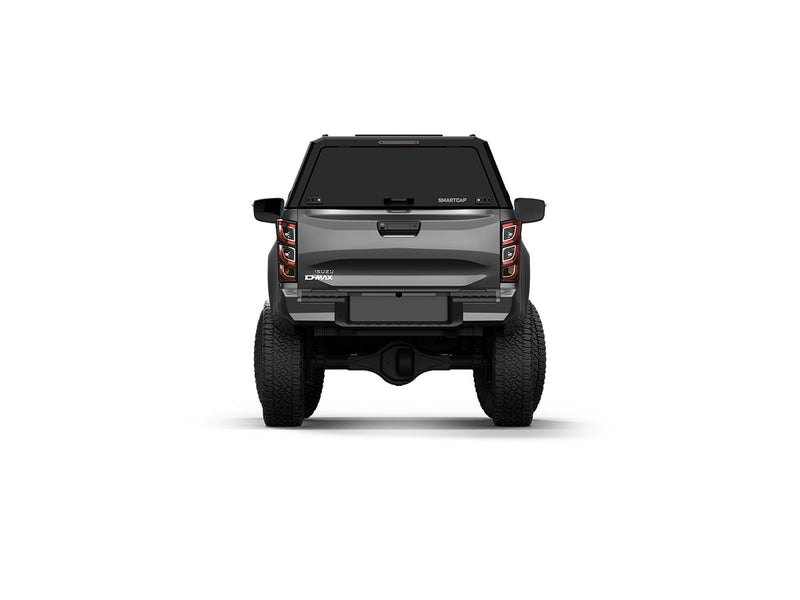 Hard top RSI SmartCap EVOd Defender per Isuzu D-Max 2019+ Extended Cab, vista posteriore su sfondo bianco