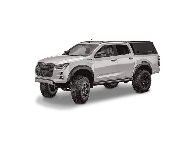 Hard top RSI SmartCap EVOd Defender per Isuzu D-Max 2020+ Double Cab, vista anteriore 3/4 su sfondo bianco