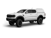 Hard top RSI SmartCap EVOh Hatchback per Ford Ranger 2023+ Double Cab, vista anteriore 3/4 su sfondo bianco