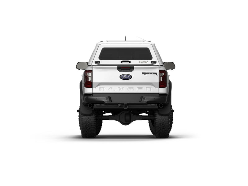 Hard top RSI SmartCap EVOh Hatchback per Ford Ranger 2023+ Double Cab, vista posteriore su sfondo bianco