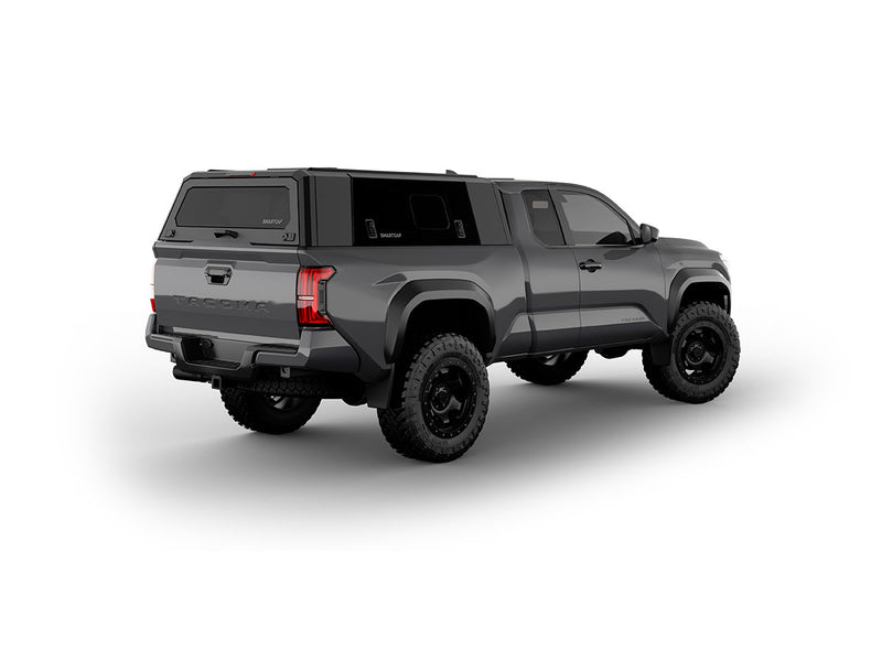 Hard top RSI SmartCap EVOs Sport per Toyota Tacoma 2024+ Standard Bed 6', vista posteriore 3/4 lato destro su sfondo bianco