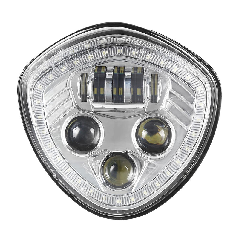 FARO A LED  ANTERIORE POLARIS VICTORY MOTO CON ANGEL EYE - VEGAS - CROMATO -