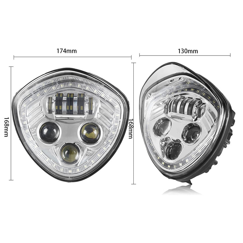 FARO A LED  ANTERIORE POLARIS VICTORY MOTO CON ANGEL EYE - VEGAS - CROMATO -