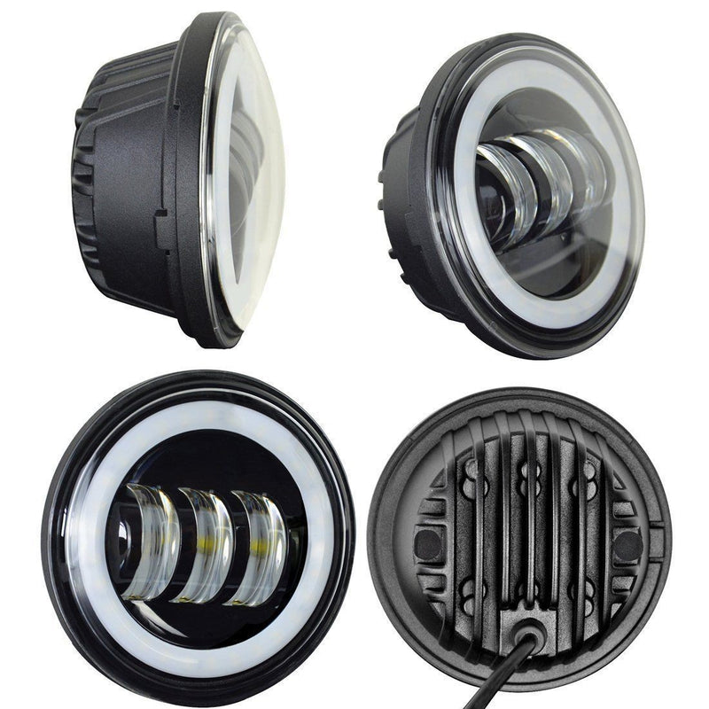 SET FARETTI A LED ANTERIORI MOTO PER NEBBIA HARLEY DAVIDSON 4.5' CON HALO - 30W