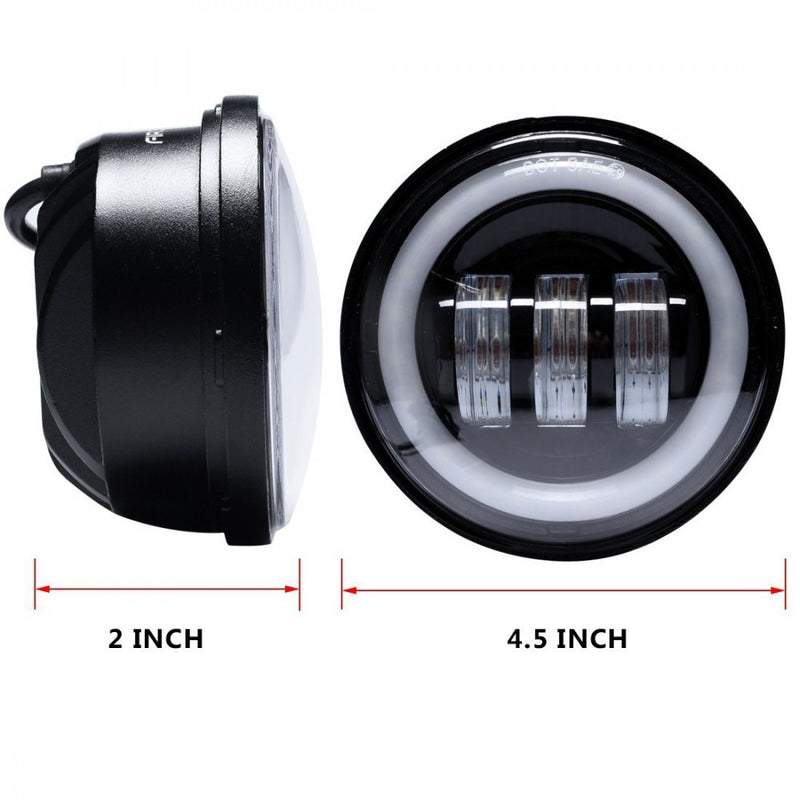 SET FARETTI A LED ANTERIORI MOTO PER NEBBIA HARLEY DAVIDSON 4.5' CON HALO - 30W