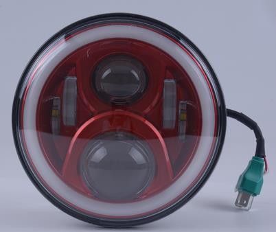 FARO LED ANTERIORE 7" PER JEEP WRANGLER/MOTO  ABBAGLIANTE/ANABBAGLIANTE  ROSSO