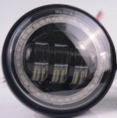 SET FARO, LED  4,5" PER HARLEY CON ANTINEBBIA E HALO DI POSIZIONE - SFONDO NERO -