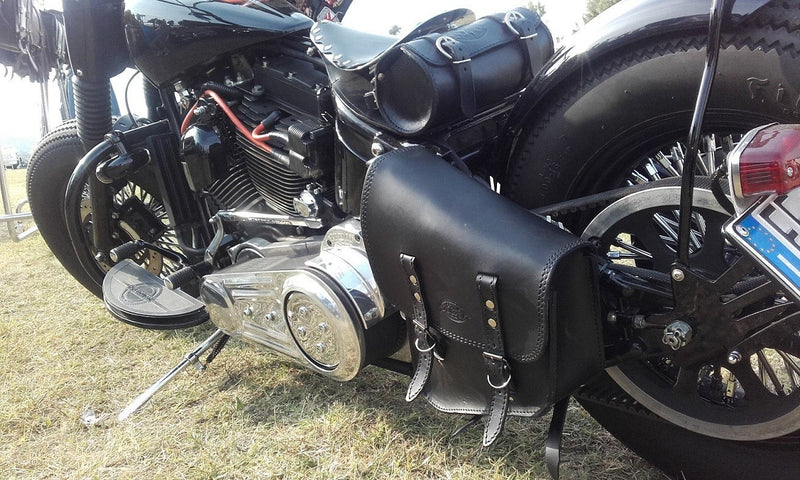 BORSA "PACH" CHOPPERS LATERALE IN CUOIO - COLOR CUOIO - TELAIO SOFTAIL -