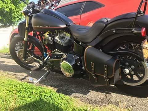 BORSA "PACH" CHOPPERS LATERALE IN CUOIO - COLOR CUOIO - TELAIO SOFTAIL -