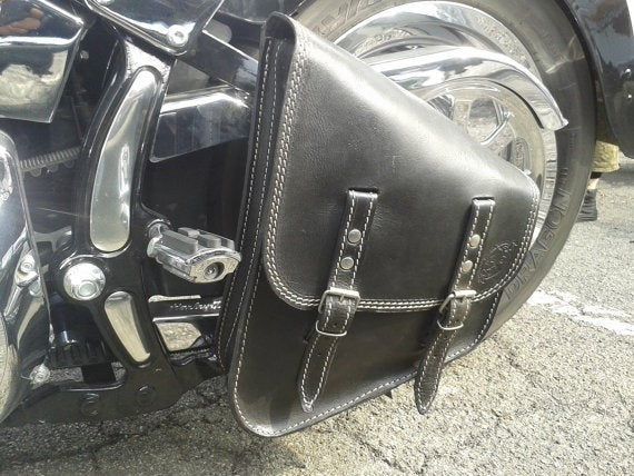 BORSA "PACH" CHOPPERS LATERALE IN CUOIO NATURALE - TELAIO SOFTAIL -