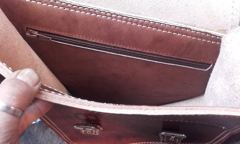 BORSA "PACH" CHOPPERS LATERALE IN CUOIO - COGNAC -