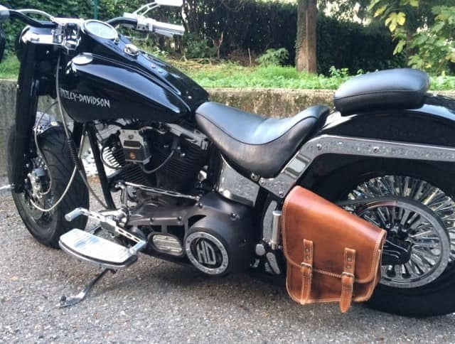 BORSA "PACH" CHOPPERS LATERALE HARLEY SOFTAIL - CUOIO - LATO SINISTRO -