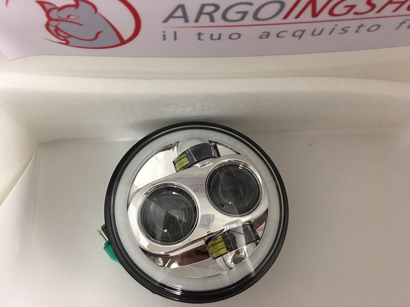 FARO LED  ANTERIORE 5,75" PER MOTOCICLETTA E AUTO con Halo - SFONDO CROMATO