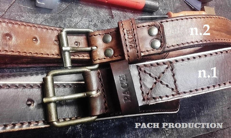 CINTURA IN CUOIO NATURALE  LINEA "PACH" SPESSORE 4 CM