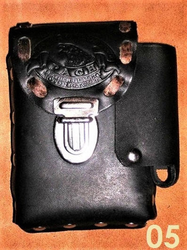 PORTA SIGARETTE IN CUOIO LINEA "PACH" E PORTA ACCENDINO SPESSORE 2CM